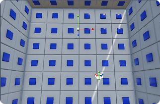 Top-down view of hollow cube room